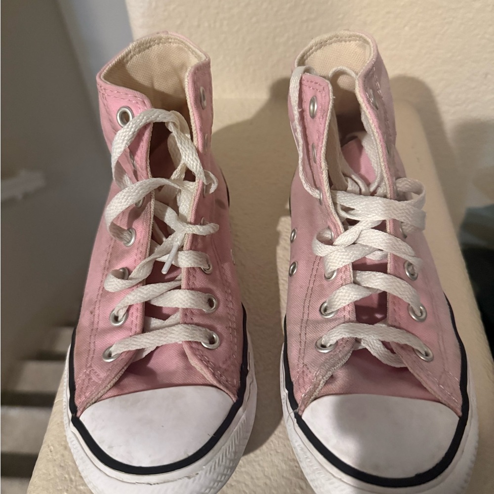 Converse Pink and White High-Top Sneakers Canvas